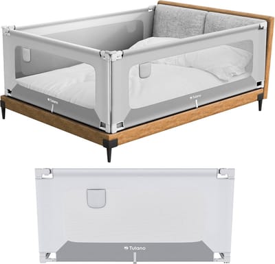 Tulano Cover 44 - Veilig Baby Bedhekje - Uitvalbeschermer Uitvalbeveiliging - 140cm - Wit/Grijs