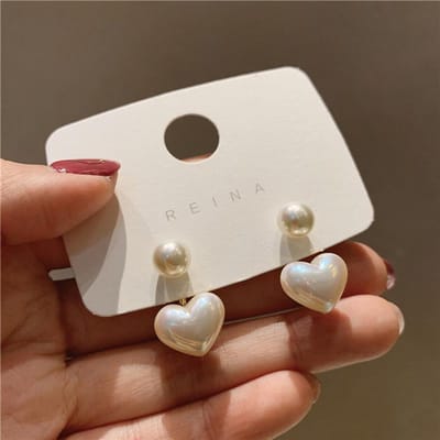 Boucles d'oreilles en forme de cœur contracté de style coréen 2022 pour femmes, jolies fleurs en zircon géométriques, bijoux de fête pour filles white