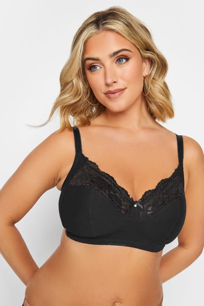 Yours 2 Pack Bh's Zonder Beugel Met Kanten Inzet In Wit/Zwart Size 90C