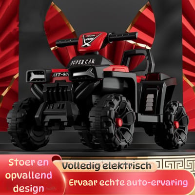 QL Elektrische kinder quad - Accuvoertuigen - Elektrische kinder motor - 1 tot 6 jaar - Groot model - Rood - accu quad - Accuvoertuigen - Rubberen banden - Leder