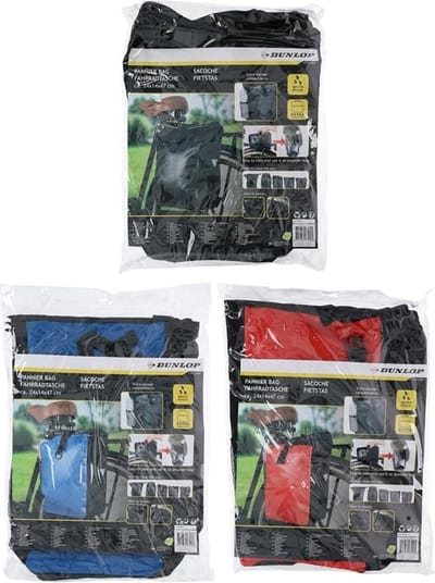 Dunlop 4-in-1 Fietsrugtas Waterdicht - Fietstas Rugzak - 16 L - Handtas of Schoudertas - Zwart/ Rood/ Blauw