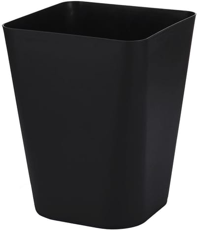 Kunststof Prullenbak voor Kinderen, Kantoor en Keuken - 29 cm Hoog, 12 Liter, Zwart