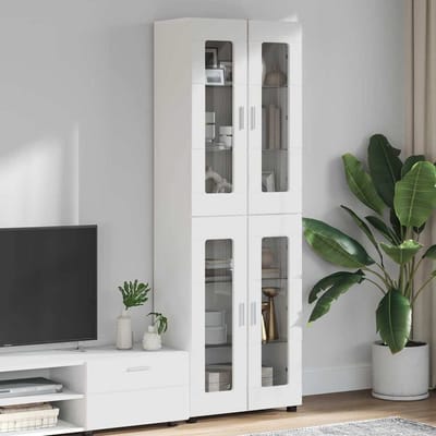 vidaXL - Highboard - FLORIN - 60 - x - 35 - x - 182 - cm - Wit - Bewerkt - hout