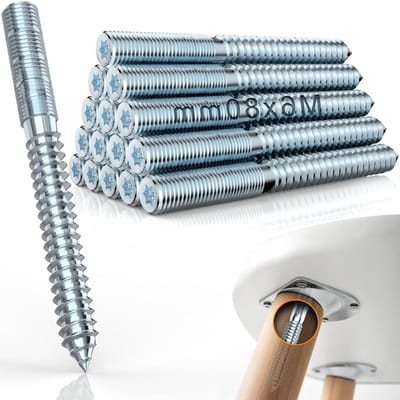 M6 Torx Stickschroeven 80 mm - 15 Stuks Dubbelzijdige Dowel Schroeven voor Houten Meubels, Hengen en Poten