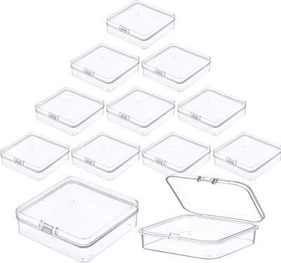 12x Transparante Mini Opbergdozen met Deksel voor Hobby, Knutselmateriaal en Sieraden