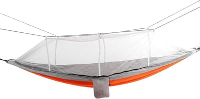 Kampeerhangmat met klamboe - Dubbele boombanden - Buiten ontspannen - Lichtgewicht en duurzaam - 260 x 140 cm - Oranje grijs
