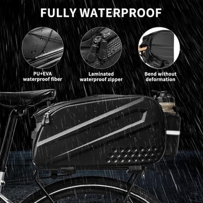 Waterdichte Fietstas van 14 Liter voor Bagagedrager, Reflecterend en Inclusief Regenhoes, Ideaal voor Fietstochten en Dagelijks Gebruik