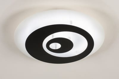 Lumidora Plafondlamp 74658 - Plafonniere - NEVIS - Ingebouwd LED - 18.0 Watt - 1650 Lumen - 2700 Kelvin - Zwart - Wit - Metaal - Met dimmer - ⌀ 40 cm