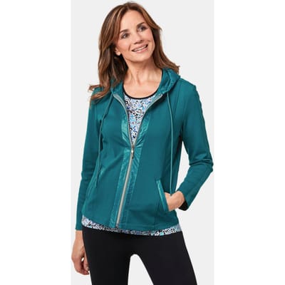 Comfortabel vrijetijdsjasje met capuchon - türkis - Gr. 38 van Goldner Fashion