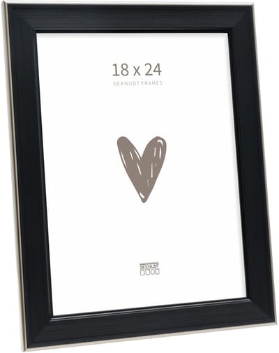 Deknudt Frames fotolijst S244E2 - zwart met zilverbiesje - 18x24 cm