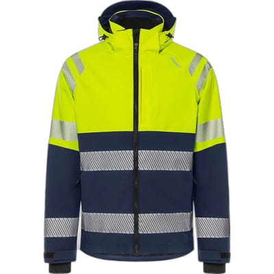 Fristads Hogezichtbaarheids stretch shelljack klasse 2 4690 GLS - Hi-Vis geel/marineblauw - 4XL