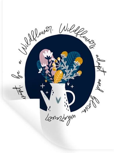 Muurstickers - Sticker Folie - Wildflowers adapt and bloom wherever they want, be a Wildflower - Quotes - Spreuken - 30x40 cm - Plakfolie - Muurstickers Kinderkamer - Zelfklevend Behang - Zelfklevend behangpapier - Stickerfolie