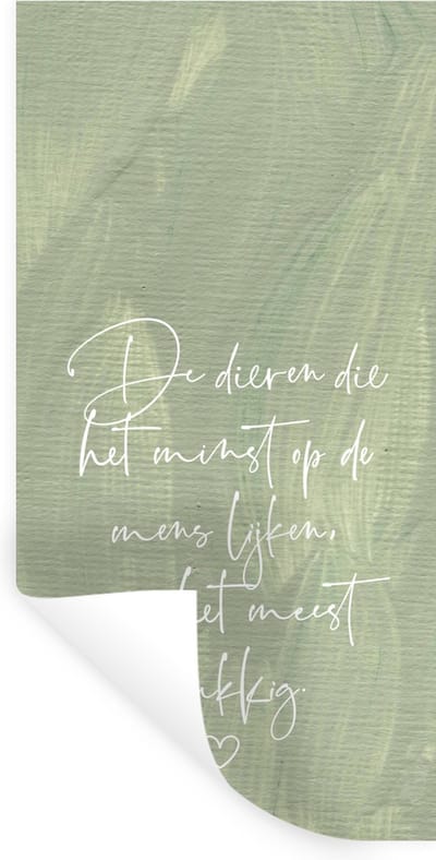 Muurstickers - Sticker Folie - Quotes - Dieren die het minst op de mens lijken - Spreuken - Dier - 40x80 cm - Plakfolie - Muurstickers Kinderkamer - Zelfklevend Behang - Zelfklevend behangpapier - Stickerfolie