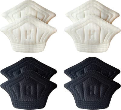 Sodrai Hielzooltjes | 8 stuks | Kleur Wit/Beige & Zwart | Hielzool | Hakbeschermers | Premium Hielbeschermers | Anti-slip | Schoenmaat Universeel | Hiel beschermers | Hielkussens |