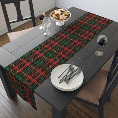 Kerst Rood, groen, & goud Geruite Tafel Runner, Feestelijke Eetkamer Decoratie, Feestelijk Tafeltextiel, Kerst Huisdecoratie 90x33cm gray