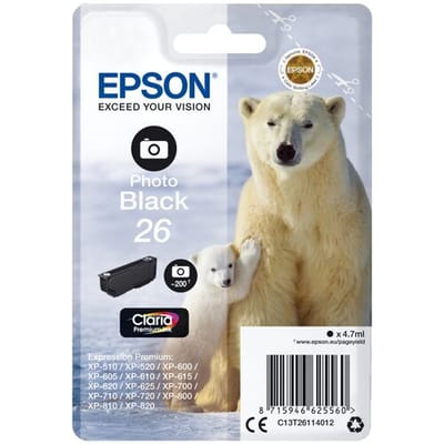 Epson IJsbeer enkelverpakking fotozwart 26 Claria Premium-inkt