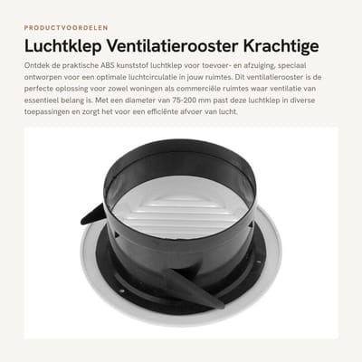Dailygoods- Ventilatierooster 75-200 mm - Ventilatierooster Wit - Afzuigventiel - Luchtventilator - Schoepenrooster - Duurzaam Kunststof - Luchtventiel