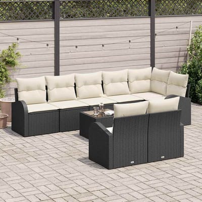 vidaXL - Tuinbank - Set - 9 - st - 8-Aantal - zitplaatsen - Zwart - en - Crème