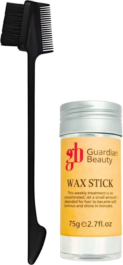 Guardian Beauty Edge Control Borstel en Kam - Zwart + Waxstick - Haarstylingtools voor Randjes en Gladstrijken