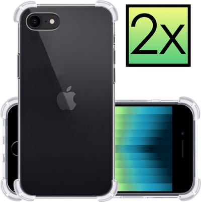 Hoesje - 2 Stuks - Geschikt voor Apple iPhone SE (2022) - Sterk & Shockproof - Siliconen Case - Back Cover - Telefoon Hoes Shock Proof - Transparant
