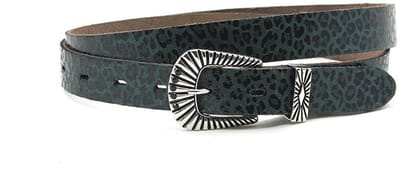 Dames riem groen - Smalle leren riem 2,5cm petrol - Leer - Smalle riem - Fashion statement - Maat 85