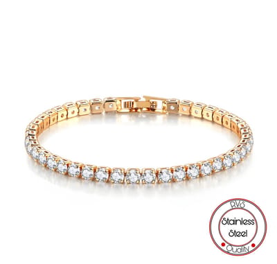 Tennis Armband Verguld - Zirkonia stenen 4 MM - Lengte 17 CM - Tennis Bracelet - Sieraden