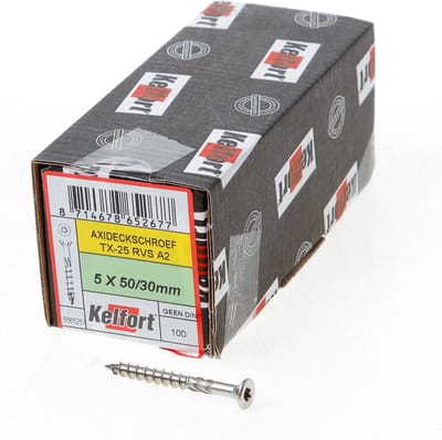 Kelfort Vlonderschroef platverzonken kop RVS A2 T25 5.0 x 40/24mm