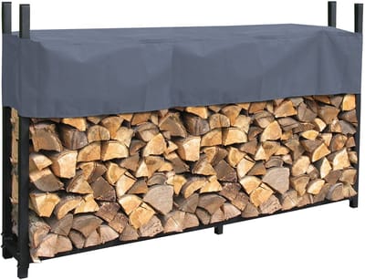 Ibenzoa® Stevig metalen rek voor haardhoutopslag met beschermhoes in antracietkleur