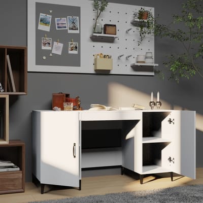 vidaXL - Bureau - 140x50x75 - cm - bewerkt - hout - wit