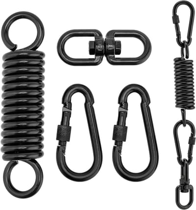 Veer ophanging - Schommelhaak set - Hangstoel bevestigen - 360 graden draaibaar - Tot 220 kg - Zwart