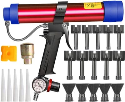 Pneumatisch Lijmpistool - Kit Applicator - Voegen Afdichten - Aluminium Constructie - 310 ml - Rood