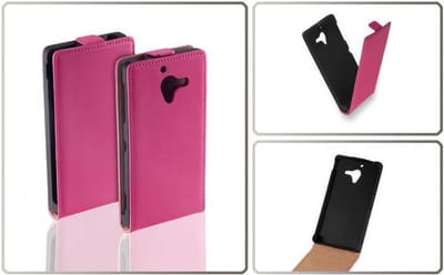 HC Leder Flip case case Telefoonhoesje - Sony Xperia ZL Pink/Roze