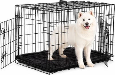 ADSafety Hondenbench Opvouwbaar XL – Bench Hond incl. Hondenkussen – Hondenhok – 2 Deuren – 106 x 71 x 77 cm