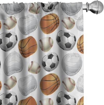 ABAKUHAUS Sport – 2x75x175 cm Voorhangenset – Oranje Creme Zwart