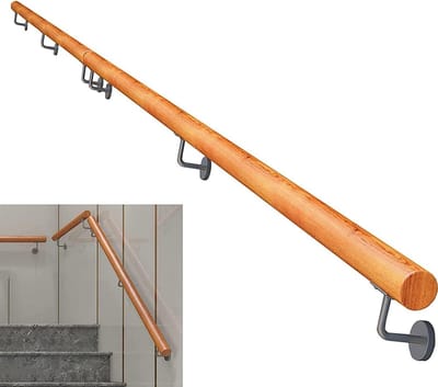 Houten Trapleuning - Steun Kit - Veiligheid Binnenshuis - Massief Hout - 300 cm - Bruin