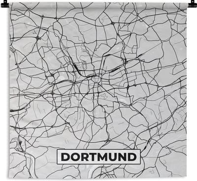 Wandkleed - Wanddoek - Duitsland - Stadskaart - Kaart - Plattegrond - Dortmund - 180x180 cm - Wandtapijt