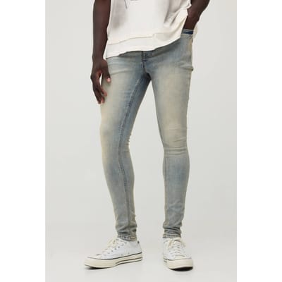 Super Skinny Stretch Gebleekte Gewassen Jeans | Bleach Wash | Size 30R