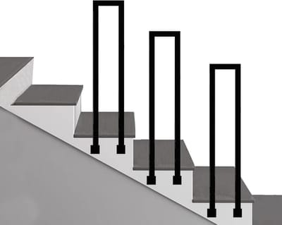 U-vormige trapleuning - Metalen balustrade - Veilige traploper - Sterk draagvermogen - 35 cm hoog - Zwart