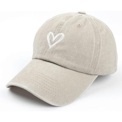Perzik Hart Geborduurd Water Gewassen Verouderd Lente/Zomer Baseballpet Dames Dunne Stijl Koppel Zachte Top Eendensnavel Pet Heren Adjustable white