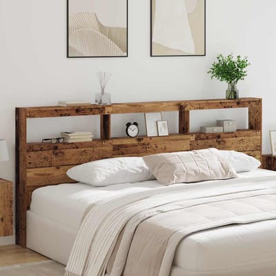 vidaXL Hoofdbord met plank Oud Hout 220 x 17 x 102 cm Bewerkt hout