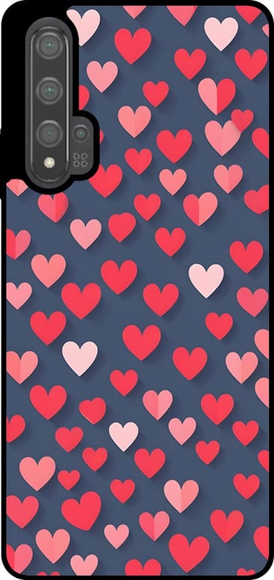 Smartphonica Telefoonhoesje Geschikt voor Huawei Nova 5T met Roze en Rode Hartjes Opdruk - TPU Backcover Case With Rosé and Red Heart Design geschikt voor Huawei Nova 5T