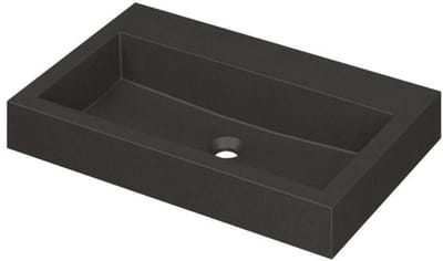 INK Momento Wastafel Quartz Zonder Kraangat - 700x450x90 mm - Quartz Zwart
