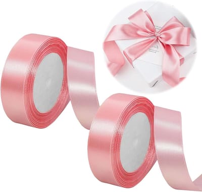 Elegante Roze Gouden Satijnen Lintset van 2 Stukken, 25mm x 22m, Perfect voor Cadeaus, Bruiloften en Creatieve Knutselprojecten