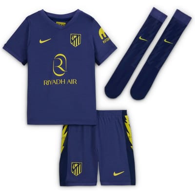 Nike driedelig replicavoetbaltenue voor kleuters Atlético Madrid 2025/26 Stadium Uit - Blauw, Blauw 4-5Y