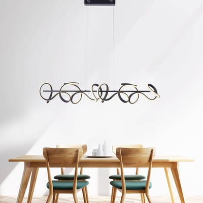 Paul Neuhaus krisscross - Design LED Dimbare Hanglamp eettafel met Dimmer voor boven de eettafel | in eetkamer - 4 lichts - L 99 cm - Zwart - Woonkamer | Slaapkamer | Keuken