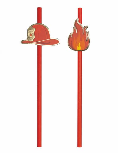 PARTYPRO - 10 rode brandweer rietjes 20 cm