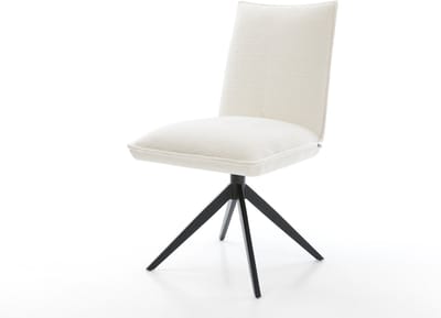 Eetkamerstoel Lelio-Flex kruisframe breed zwart bouclé zacht beige 360° draaibaar rocker-functie pocketveer kern