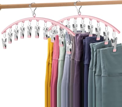 Oneay Set van 2 - Kledingkastorganizer, metalen hangers, met 10 clips, ruimtebesparend, met rubberen coating, geschikt voor het organiseren van uw kledingkast.