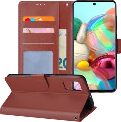 Hoesje - Geschikt voor Samsung Galaxy A71 - Luxe Bookcase - Walletcase Hoes - Portemonnee - Cover - Telefoonhoes - Bruin