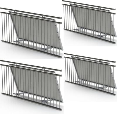 Balkonkrachtcentrale Houder - Zonnepaneel Montage - Energie Opwekken - Verstelbare Hellingshoek - 4 Stuks - Zilver
